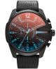 Diesel Men's Chronograph Mega Chief Iridescent Crystal Black Leather Strap Watch 51mm DZ4323